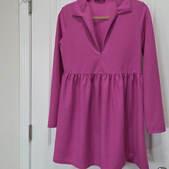 Zara Womans Vneck Long Sleeve Mini Dress, Size Small - Picture 2 of 4